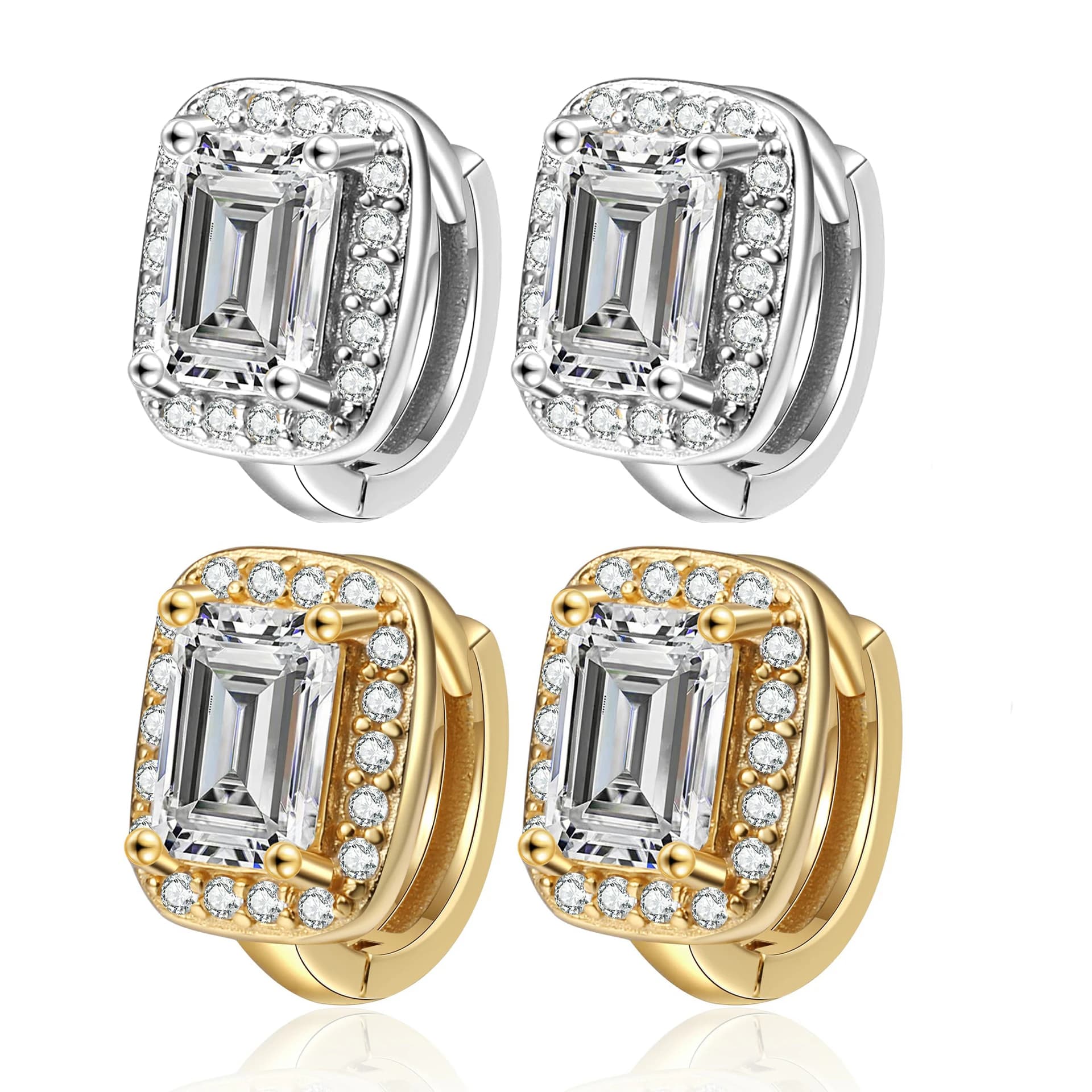 Orecchini in oro Moissanite con taglio smeraldo 5x7MM con certificato GRA Passato con test del diamante S925 Argento placcato oro Gioielli da donna Gif