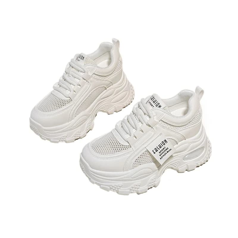 2026 New Spring Autumn Fashion Women's Dad Shoes Thick Sole Small Korean Style Casual Sports White Shoes Polyurethane Insole