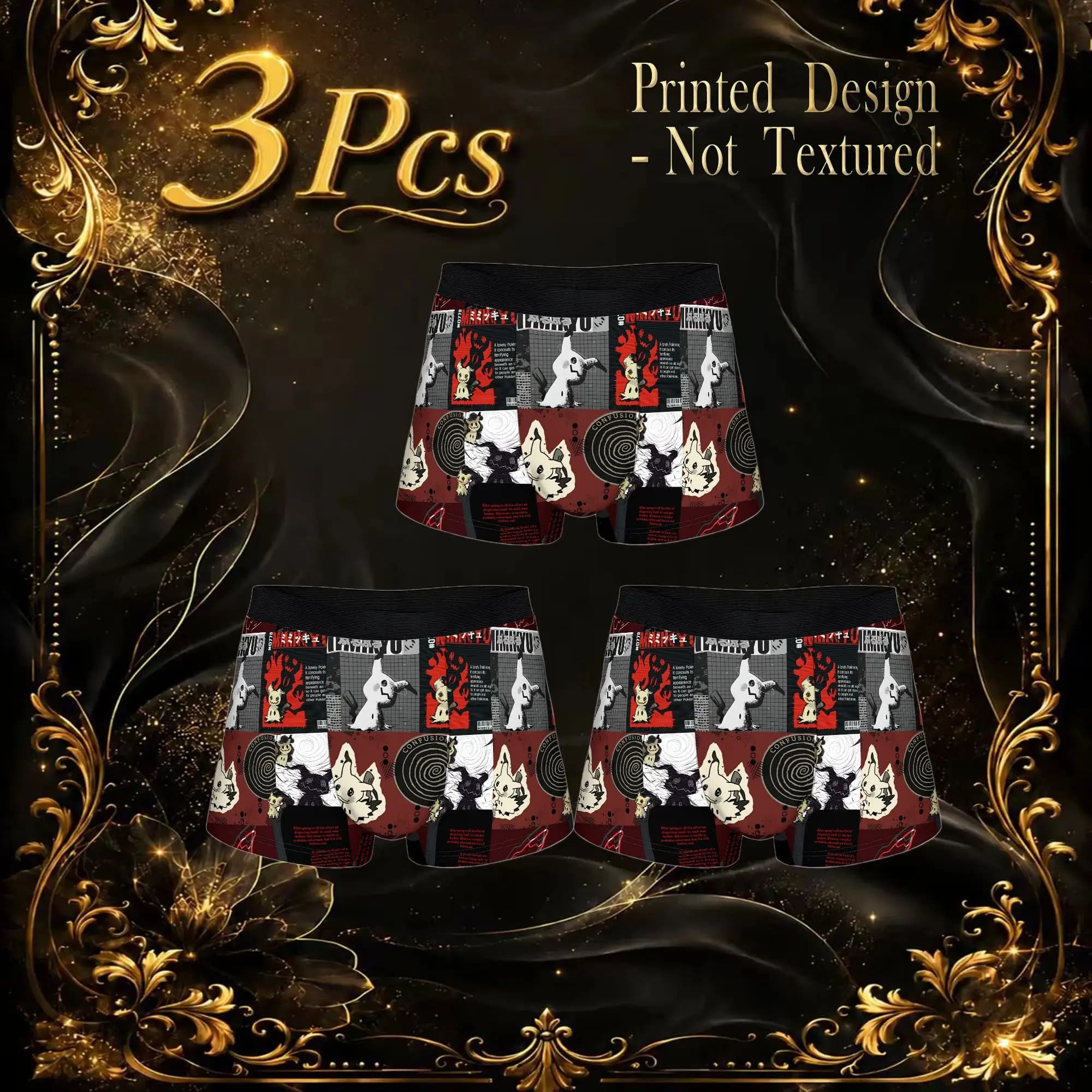 3Pcs boxers Pokemon Halloween Mimikyu Underpants Breathbale Panties Men Underwear Ventilate Shorts Boxer Briefs