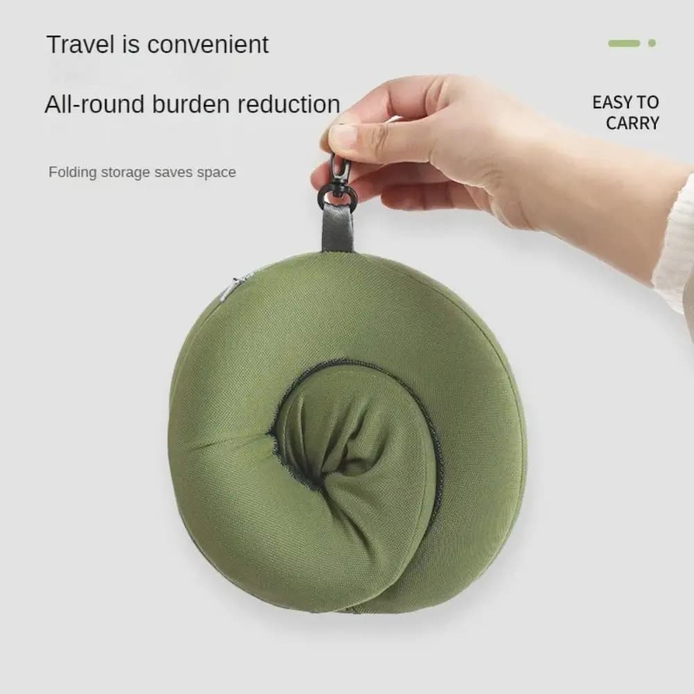 Cuscino da viaggio pieghevole a rimbalzo lento in tessuto traspirante portatile a forma di U con custodia per aereo da lavoro