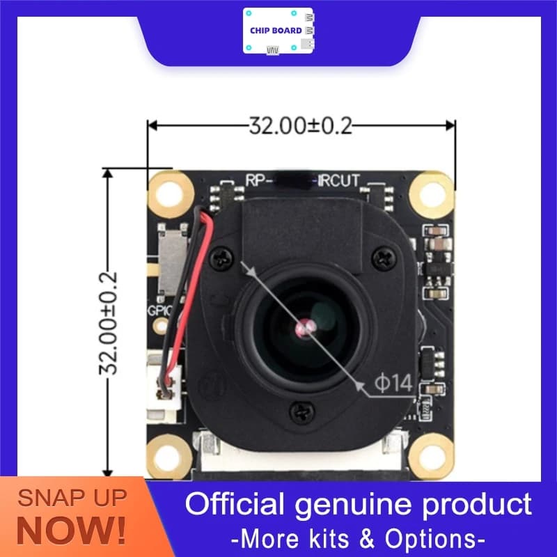 Scheda Fotocamera Waveshare IMX291 2MP, Lente a Fuoco Fisso IR-CUT, Rolling Shutter per Uso con Raspberry Pi
