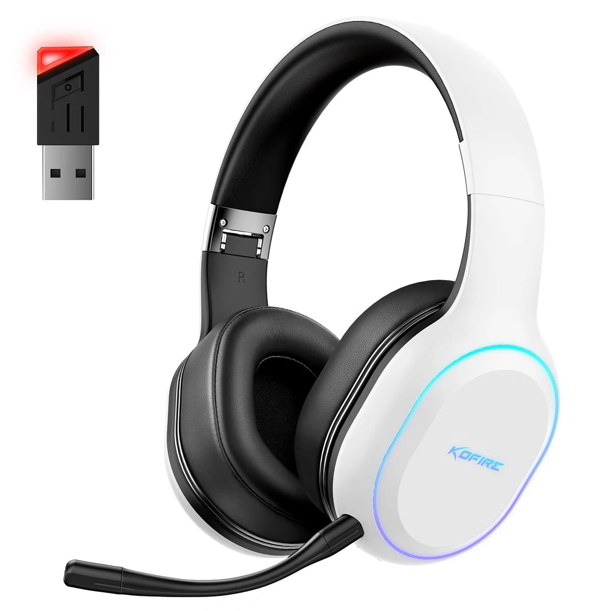 Picun UG-05 2.4G wired gaming headphones with microphone, 40 mm driver, 7.1 surround sound, over-ear headphones for PC, PS4, PS5, player headphones