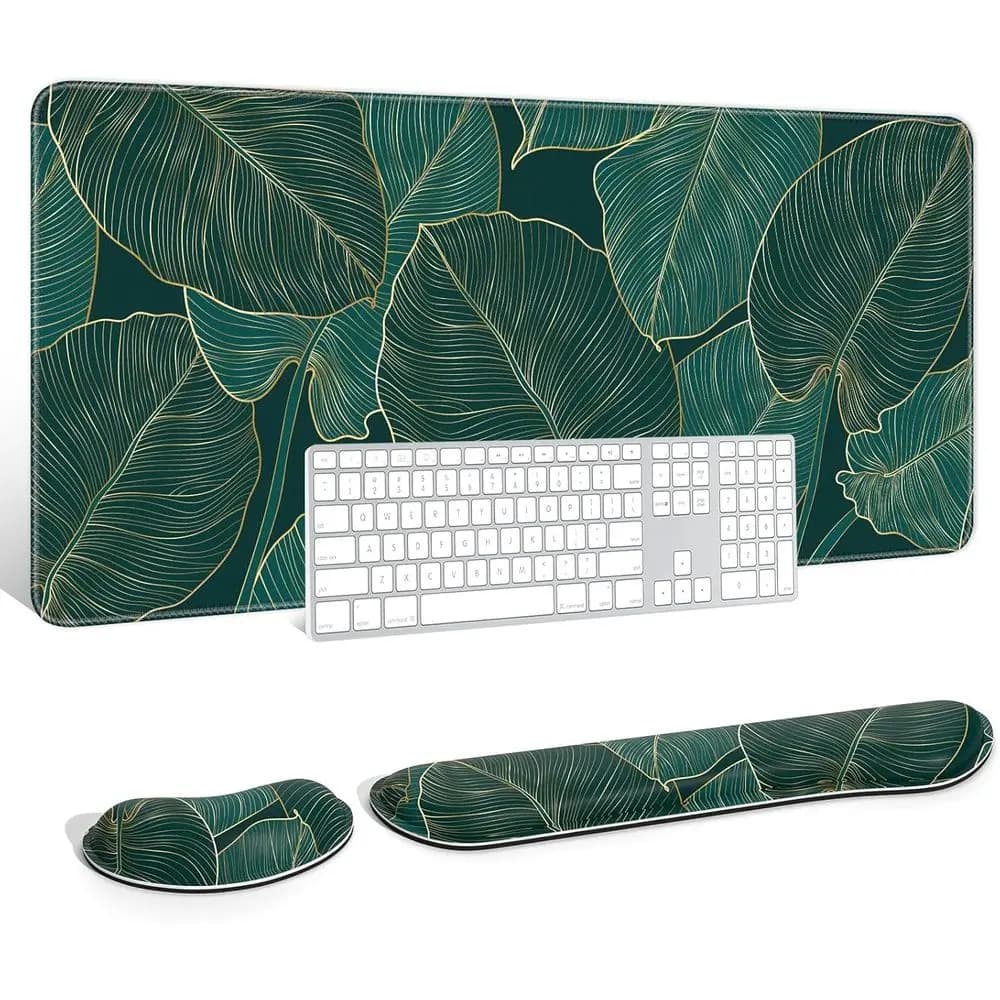 Ergonomic Memory Foam Wrist Rest Mouse Pad, Large Desk Mat for Keyboard & Mouse, 35.5 x 15.7, Ideal for Office & Gaming