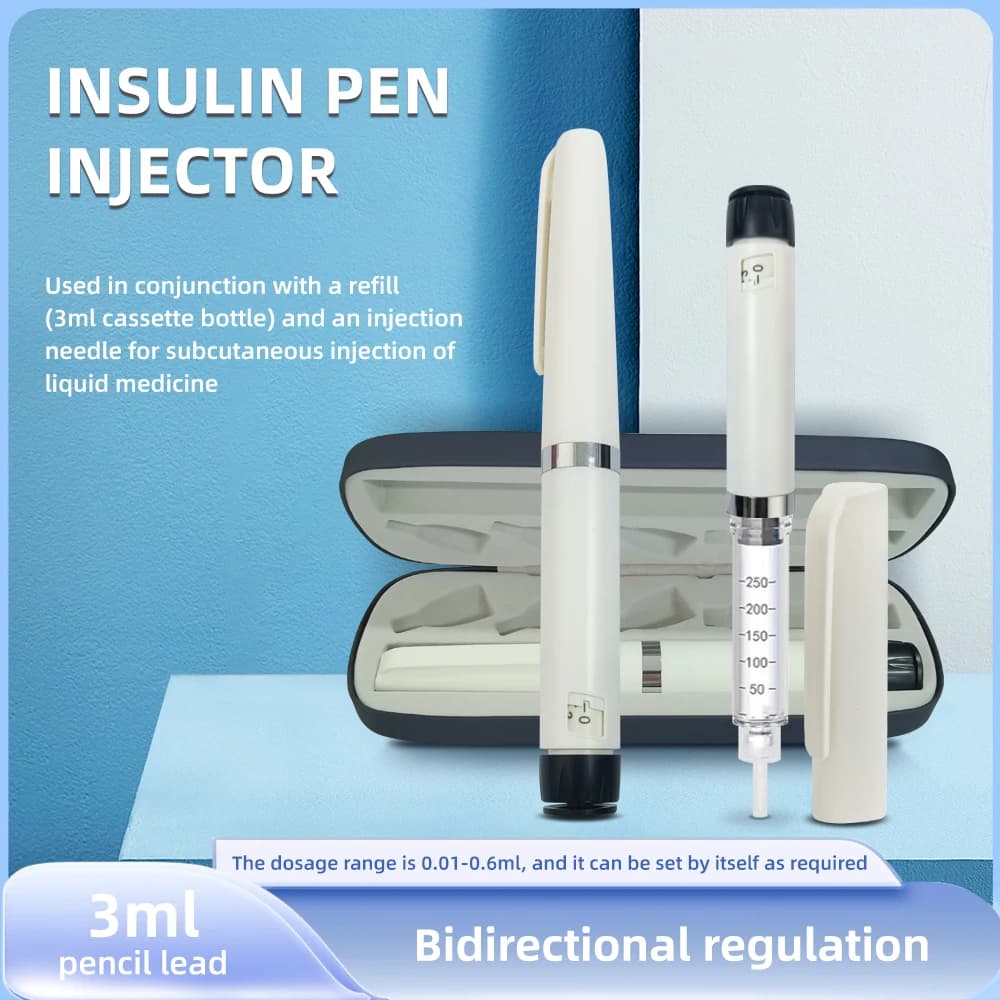 Reusable Insulin Pen Injector for 3ml Cartridge ISO 11608 Compatible with Dose Control 0-60 Units Clear Window (No Cartridge)