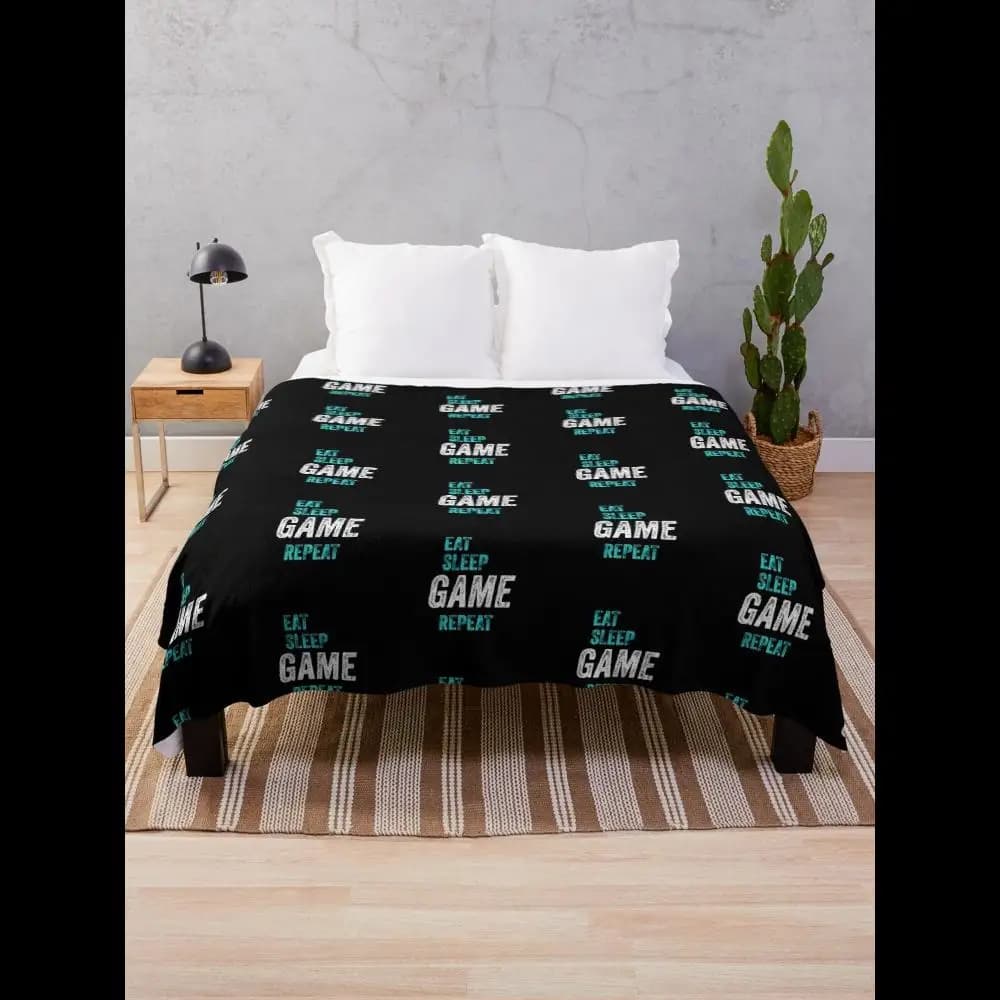 mangia il gioco di sonno ripetere Coperta da tiro Morbida e accogliente coperta in pile per divano letto o sedia da gioco Idea regalo perfetta per i giocatori
