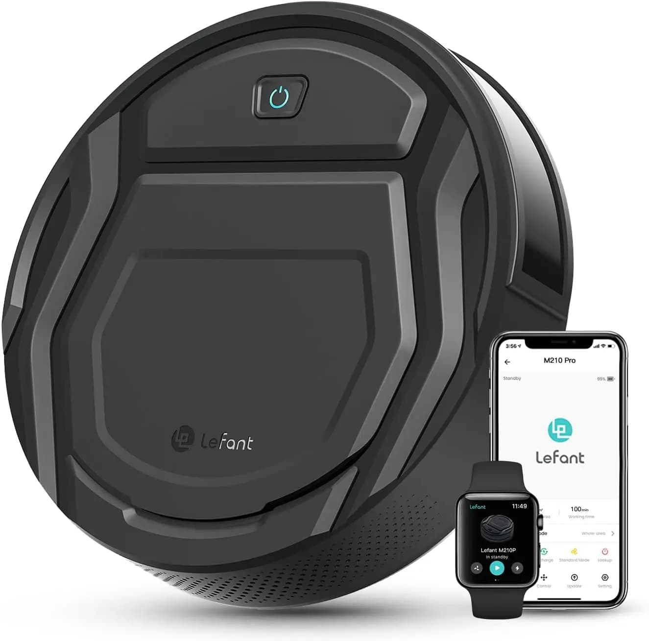 Robot Aspirapolvere Professionale con Aspirazione da 4000Pa, 200 Minuti di Autonomia, Design Ultra-Sottile, Controllo WiFi/Alexa per Peli di Animali e Pavimenti Duri