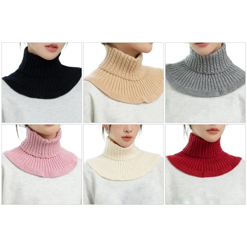 367C Elastic Cable Knit Scarf Winter Outdoor Activity Family Friendly Turtleneck
