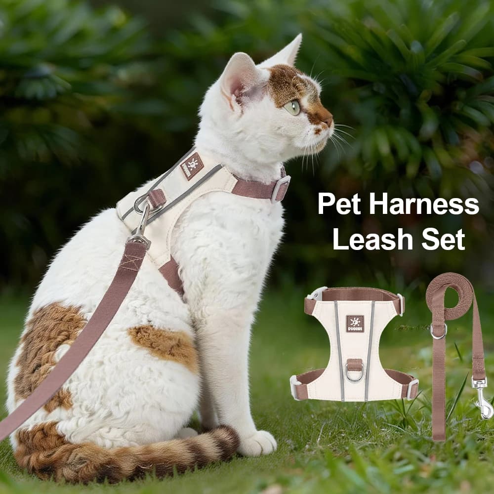 Small Dog Cat Harness Leash Set H-Shaped Reflective Kitten Pet Escape Proof Non-sticky Fur Daily Walking Outdoor Chest Harness