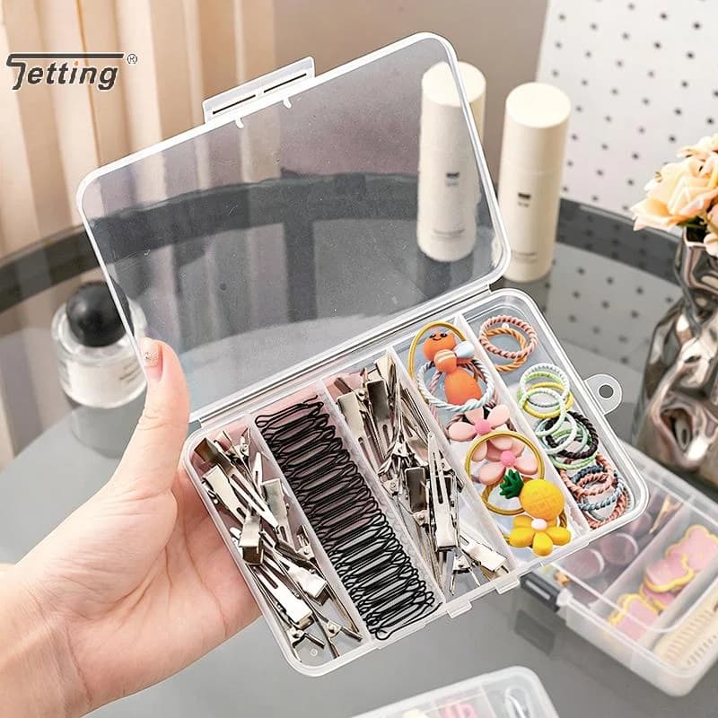 Plastic Clear Hair Clips Storage Box Dust Proof Plastic Jewelry Storage Box Portable Hair Accessory Storage Hair Clips