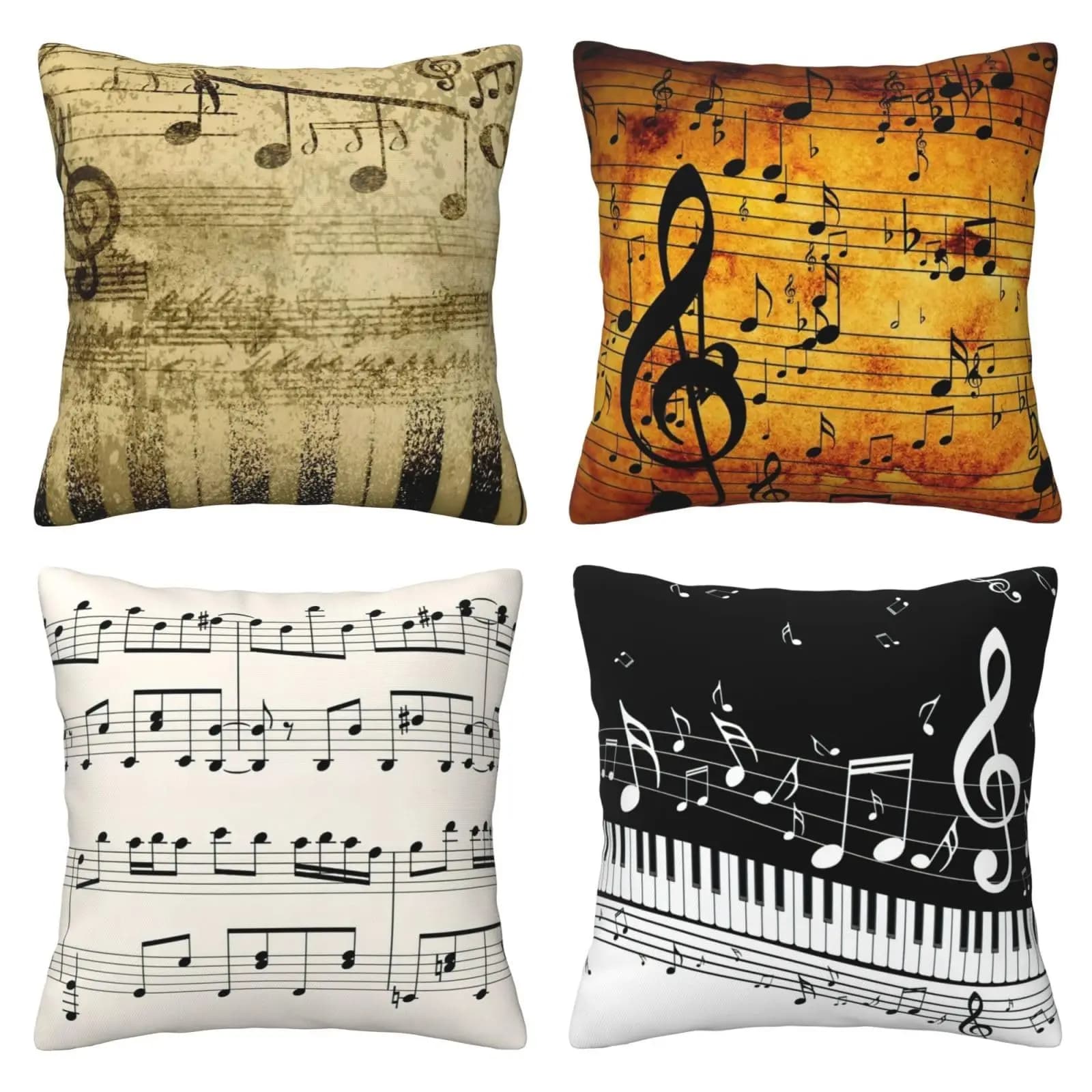 Decorazioni per la casa Note musicali e tasti di pianoforte Fodere per cuscini Modello Fodera per cuscino adatta per divano Camera da letto Fodera per cuscino per auto