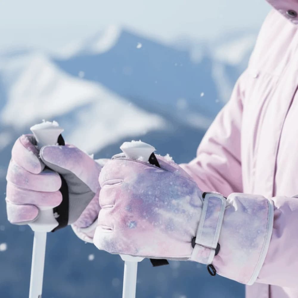 Fleece Lined Tie Dye Gloves Thick Warm Windproof Ski Mittens Thermal Durable Touchscreen Handwear Mountain Climbing