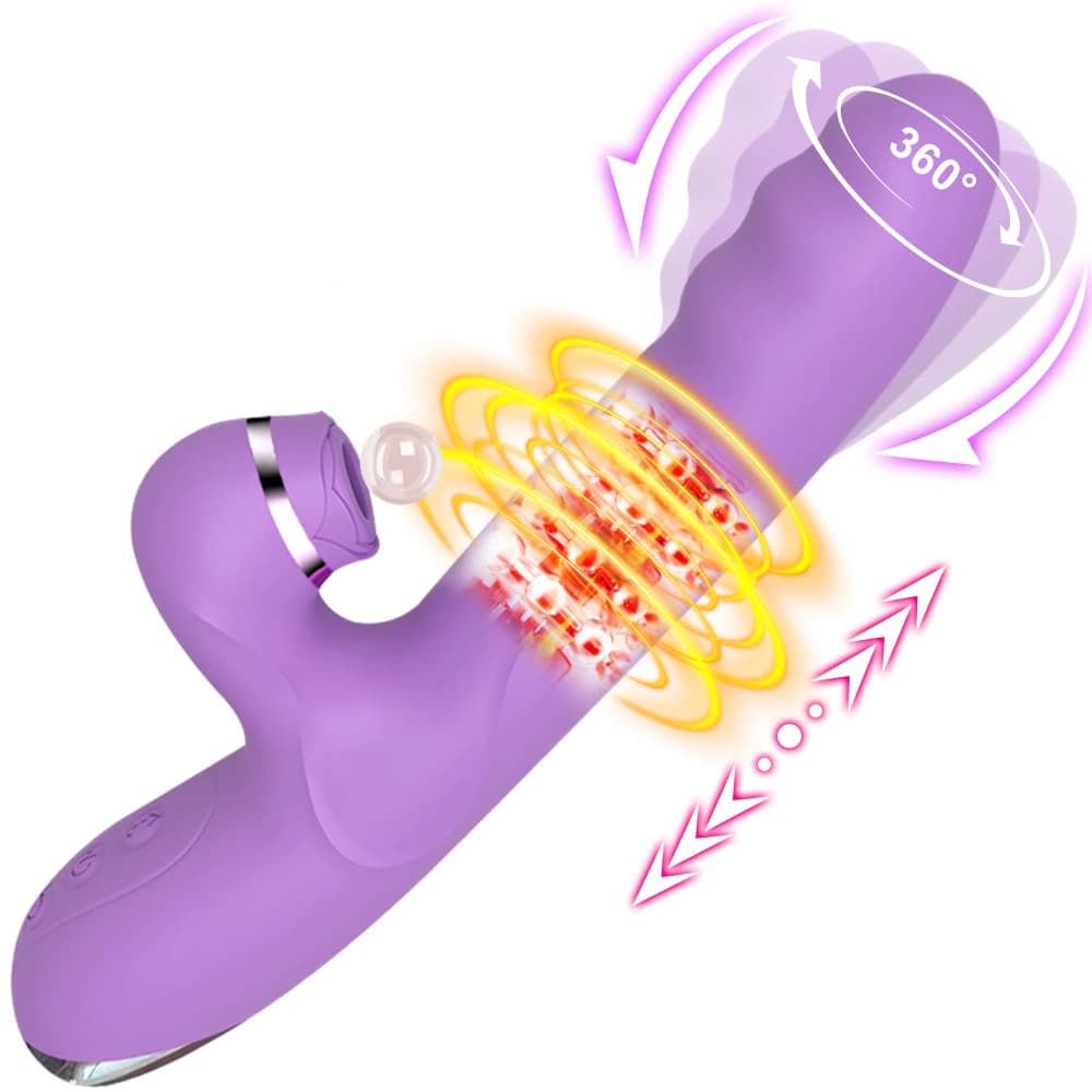 360 ° Altalena Perlina telescopica Vibrazione del punto G Clitoride Succhiare Stimolazione Massaggio femminile Dispositivo di masturbazione Giocattoli adulti del sesso