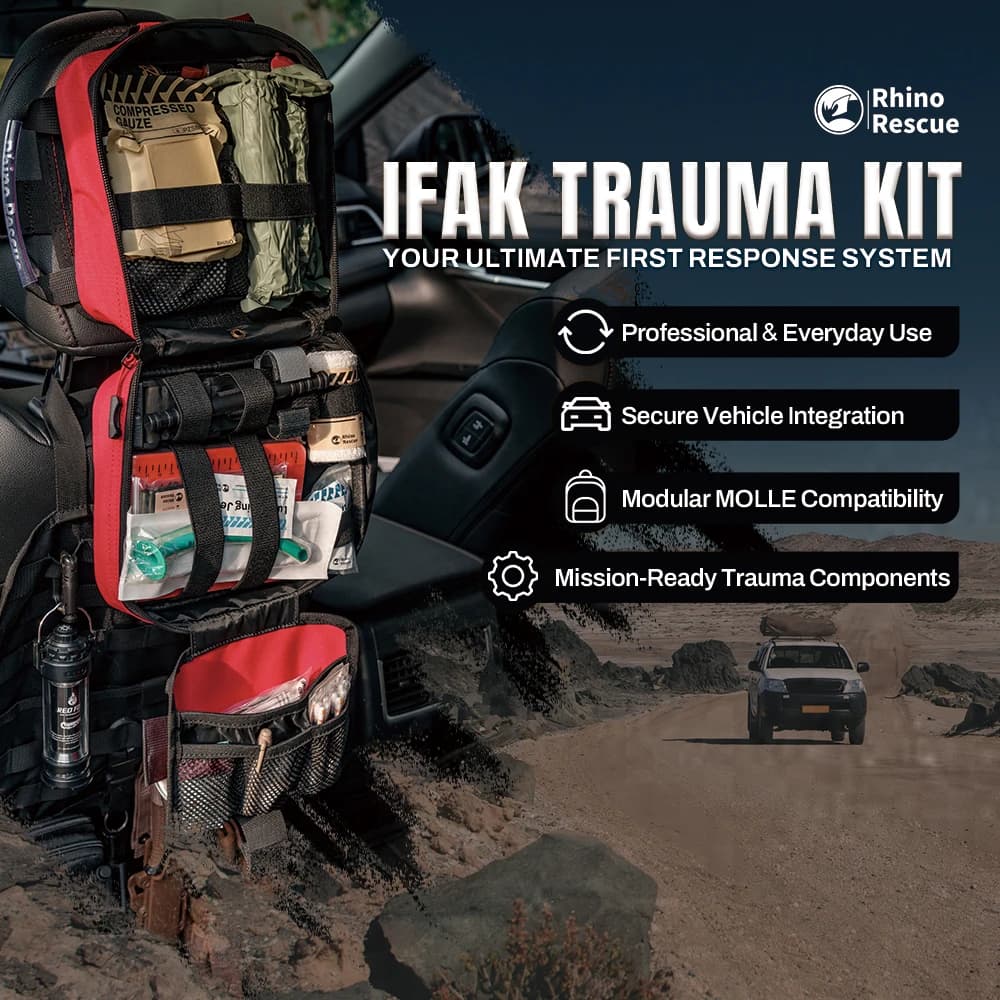RHINO RESCUE Kit di pronto soccorso per auto di grandi dimensioni IFAK POUCH Molle Custodia medica per viaggi, escursioni, campeggio (borsa vuota)