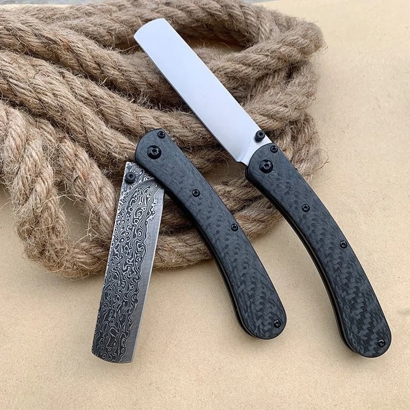 Coltello Pieghevole da Tasca in Acciaio Damascato/VG10 per Campeggio, Sopravvivenza, Caccia, Coltello Multiuso Portatile per Frutta, Strumenti EDC