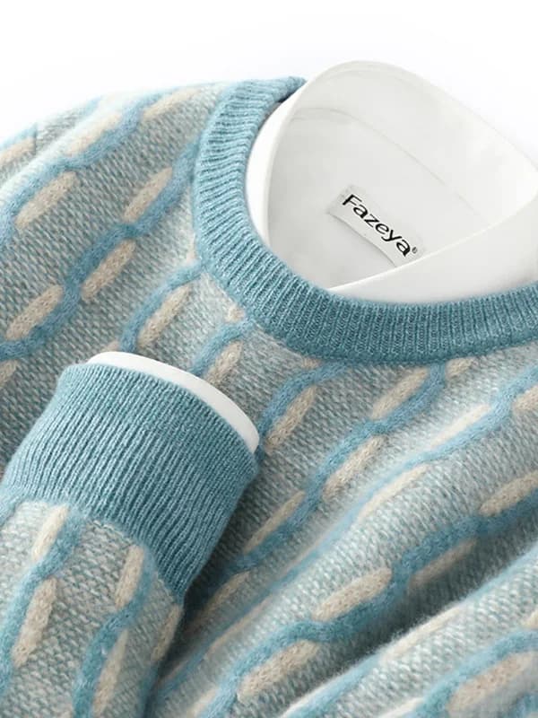 Maglione da Uomo in Pura Lana, Nuovo Stile Autunno Inverno, Collo Tondo, Casual, in Cashmere, per il Tempo Libero