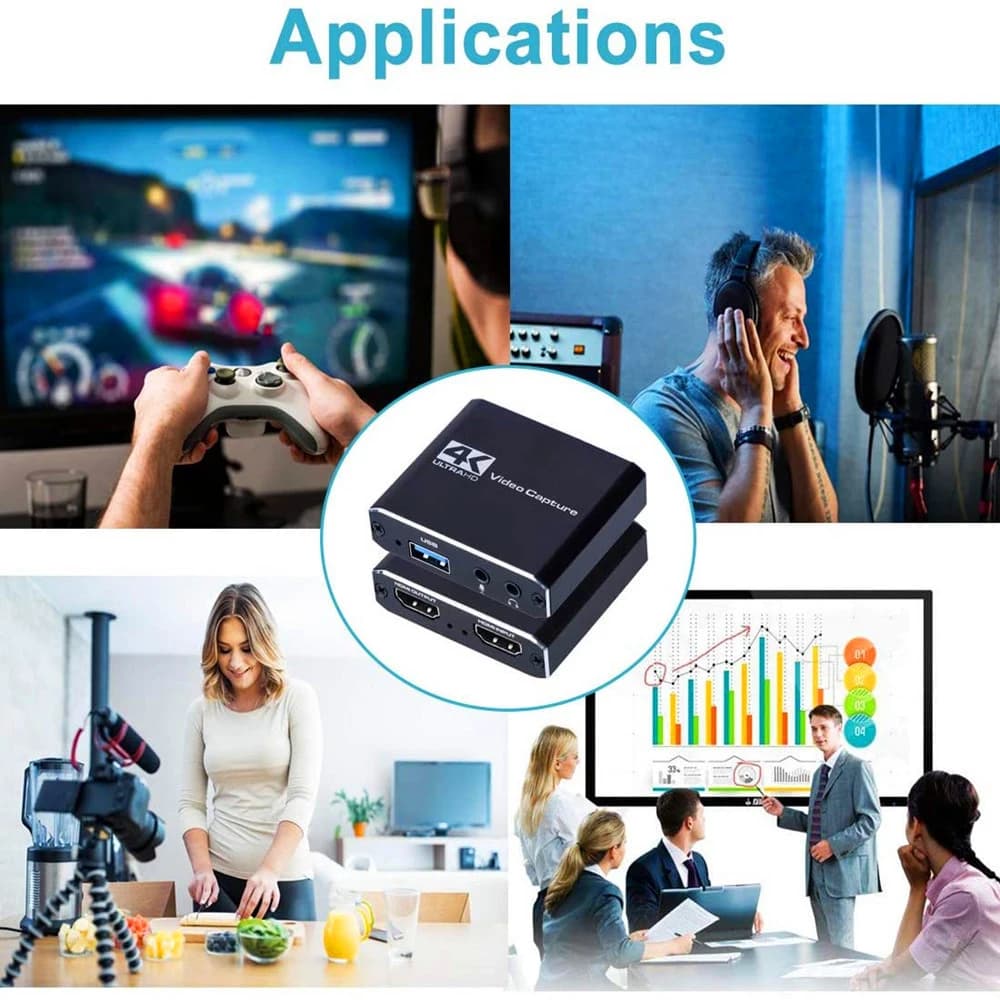 Scheda di acquisizione audio video per streaming live con microfono Videoregistratore 4K Loop-Out 1080p 60fps per giochi e videoconferenze