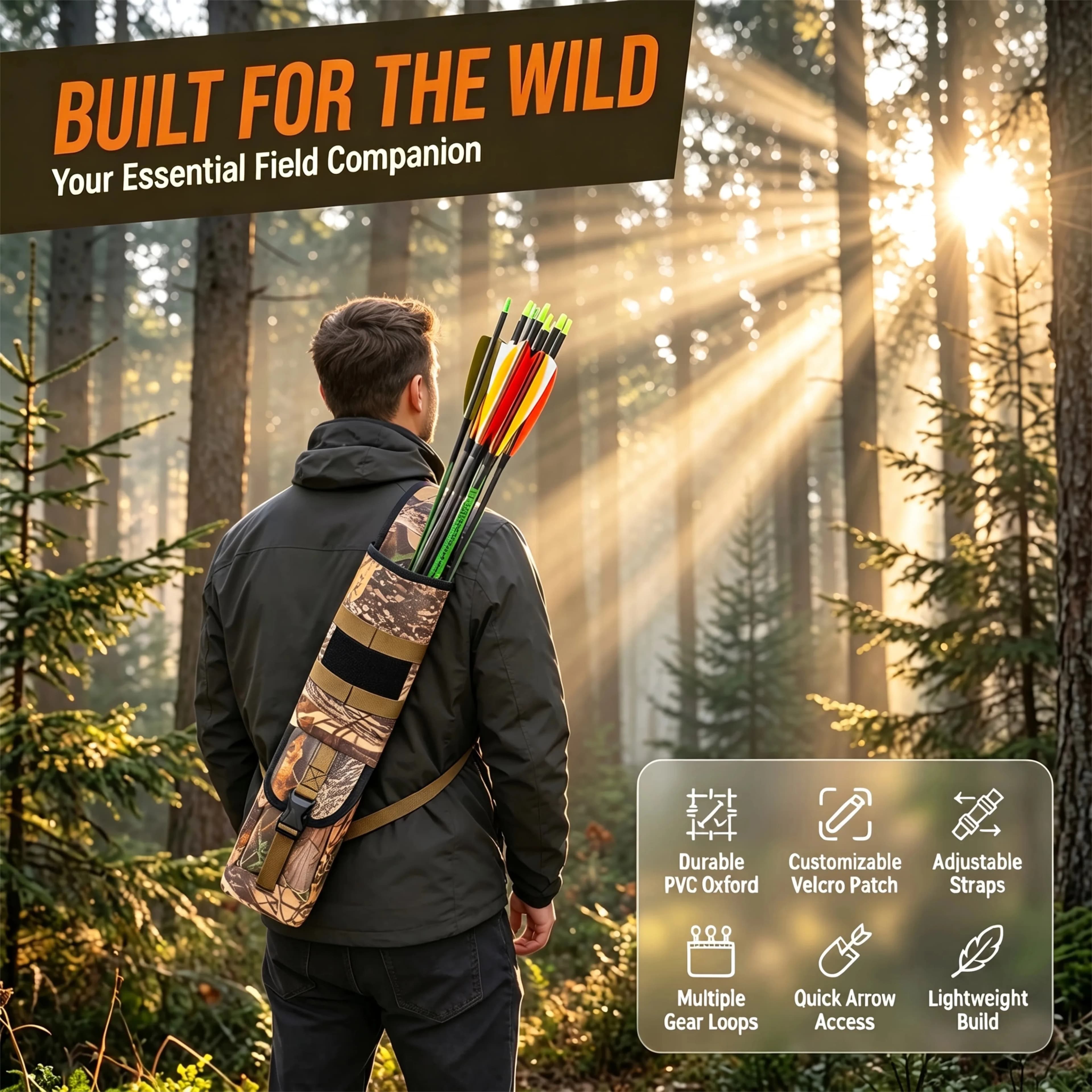 Archery Arrow Quiver Backpack Oxford Adjustable Portable L/R Hand Shooting Compound Recurve Bow Targeting Hunting Arrow Bag