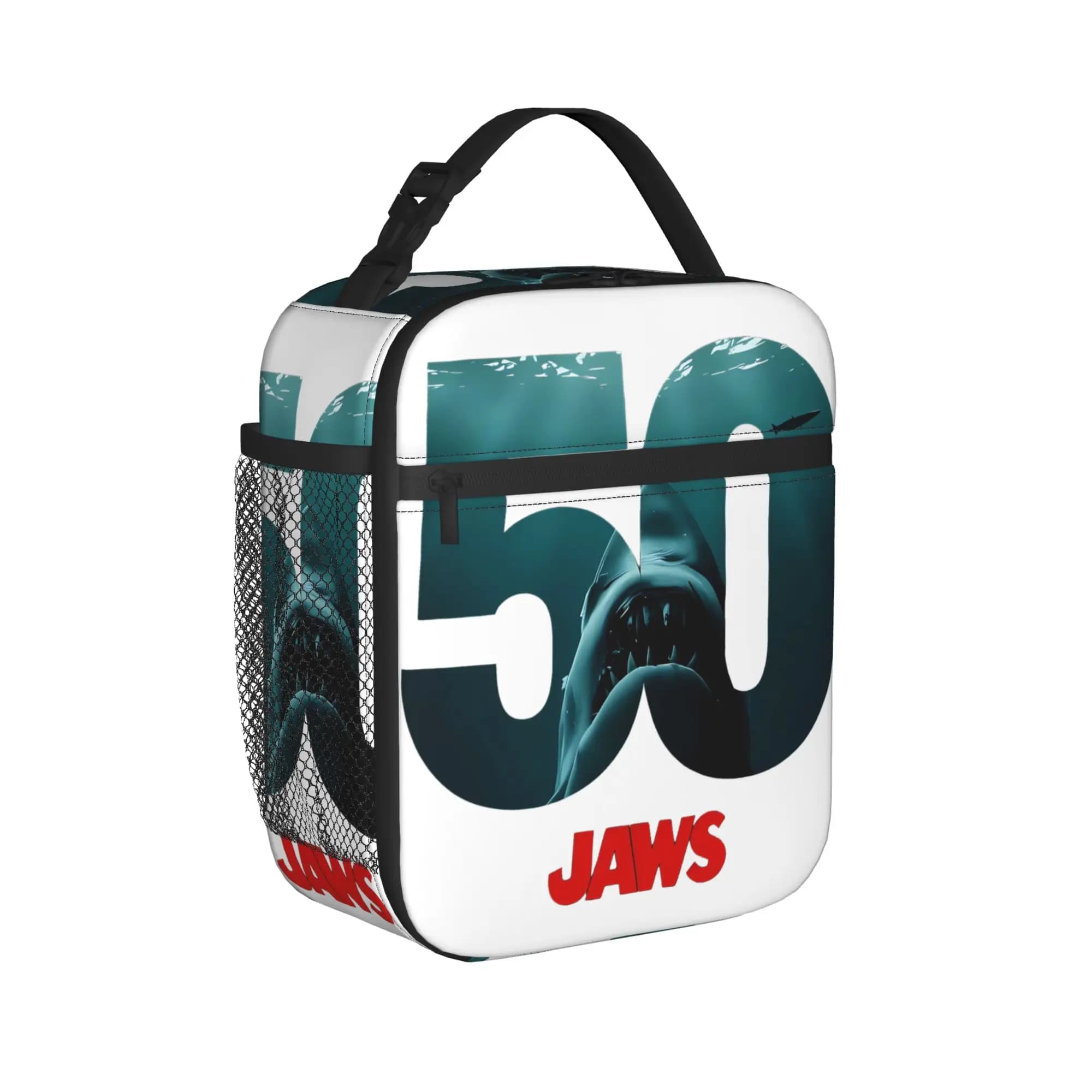Jaws The Shark Lunch Bag For Girl Boy Print Travel Lunch Box Casual Portable Insulated Oxford Cooler Bag