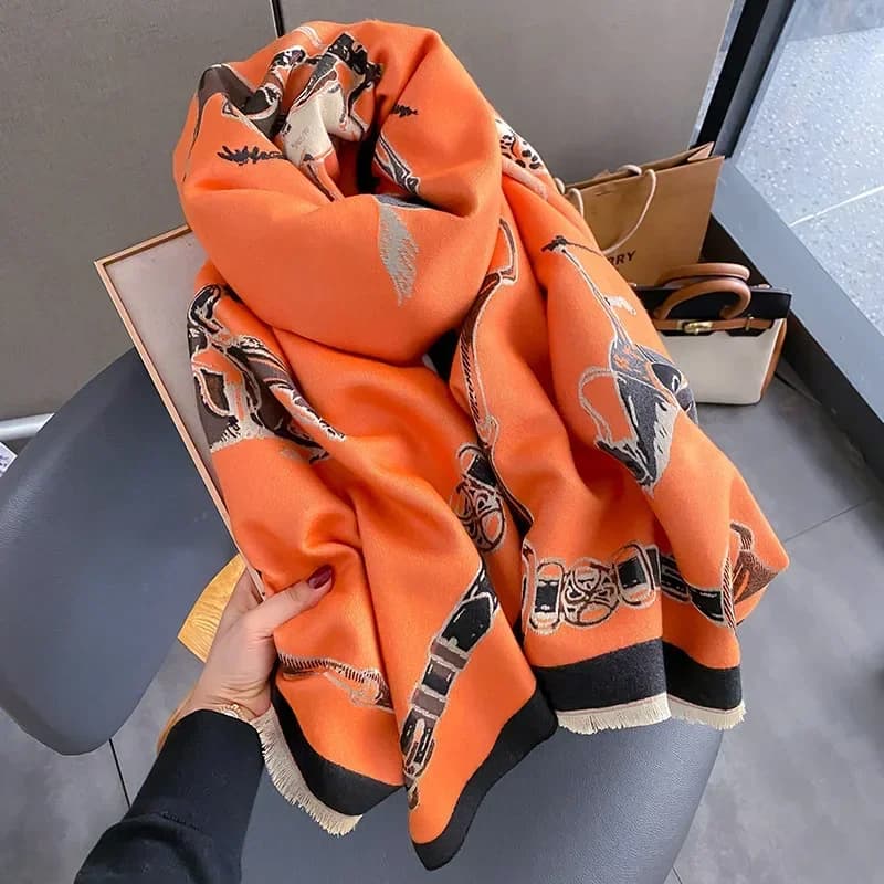 2024 di Lusso Caldo Scialle di Pashmina Sciarpa Delle Donne di Spessore di Viaggio di Inverno Poncho Cashmere Avvolge Bufana Design Stampa Coperta Casual Echarpe