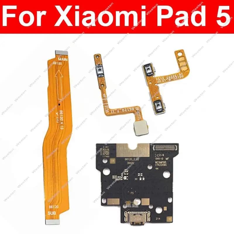 Cavo flessibile del volume di alimentazione della scheda madre LCD per Xiaomi Mi Pad 5 Scheda caricatore USB Parti del nastro flessibile LCD della scheda madre