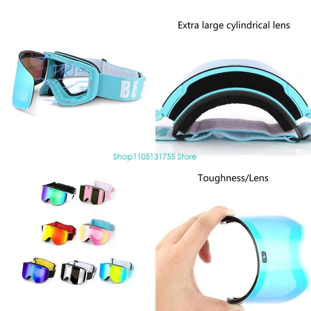 K0EF Occhiali da sci magnetici Snowboard Invernali Sport sulla neve Lenti Doppi strati Occhiali da sci antiappannamento UV per