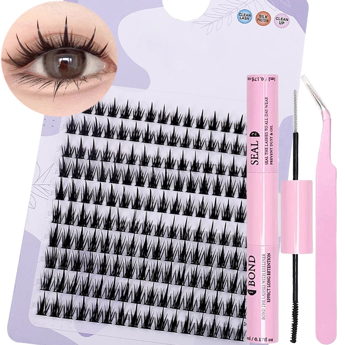 Eyelash Extension Kit D Curl Individual Lashes Set With Eyelash Glue Sealant Curler Applicator Easy To Use At Home