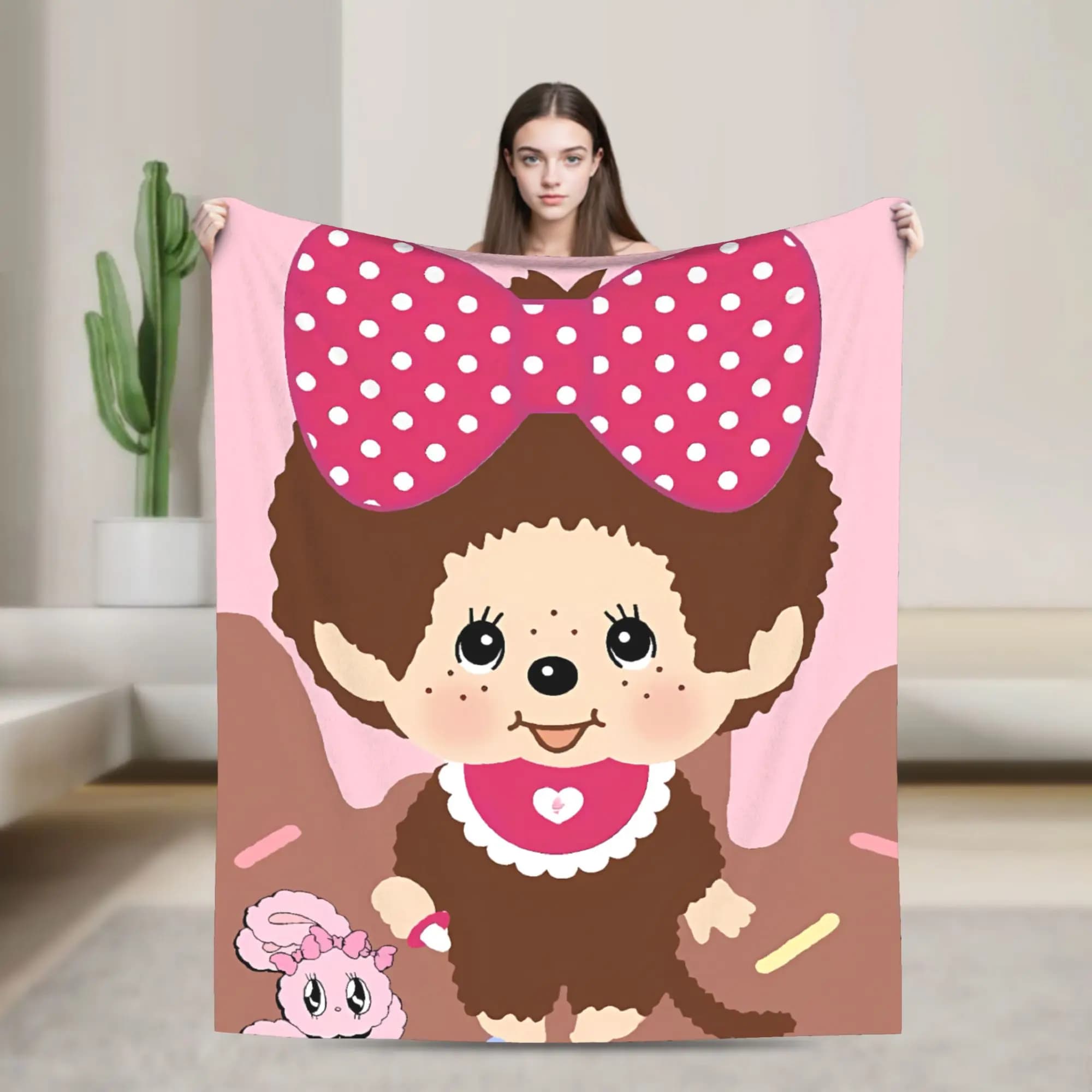 Coperta caldaPer ragazze Ragazzi Decorativi Simpatico Monchichis Coperta da tiro Copriletto in flanella per soffice copridivano per divano letto all'aperto