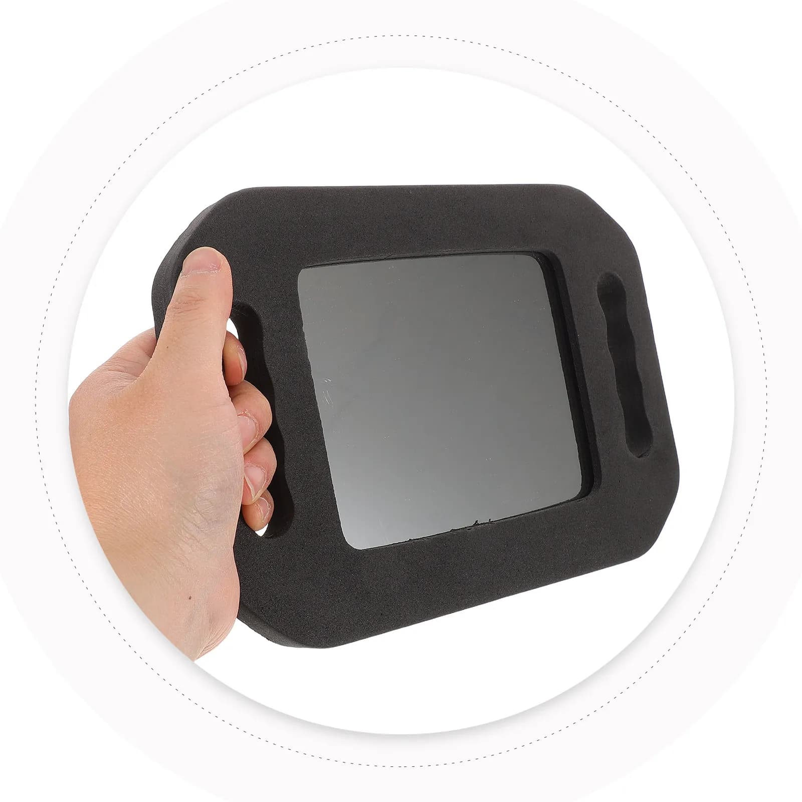 Specchio da Barbiere Portatile con Doppia Impugnatura, Montabile a Parete, Infrangibile, per Salone di Bellezza, Bagno e Trucco, per Auto-Parrucchiere