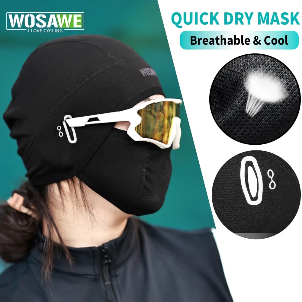 WOSAWE Fast Drying Waist Mountain Bike MTB Bike Full Cover Helmet Ski mask Breathable windproof cover