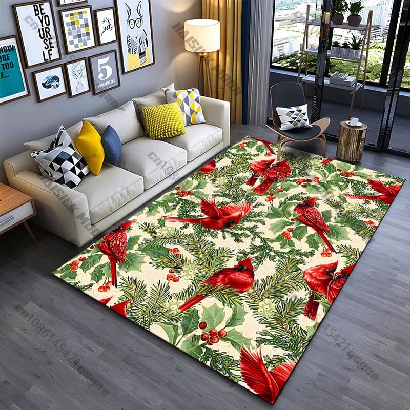 Christmas decorative mat with bay leaves and carts, yoga mat, decoration for living room, baby cat mat, tirbino, carpet for play area