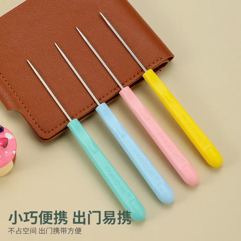 Ganci per uncinetto in acciaio inossidabile Borsa portaoggetti Tessuto per filati Ago per maglieria Strumento artigianale per tessitura fai-da-te Perforazione in pelle Accessorio per cucire