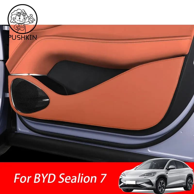 Per BYD Sealion 7 Sea Lion 07 EV 2024 2025 Auto Porta Seggiolino Auto Posteriore Anti-calcio Protezione In Pelle PU Anti Calcio Zerbino Pad Accessori