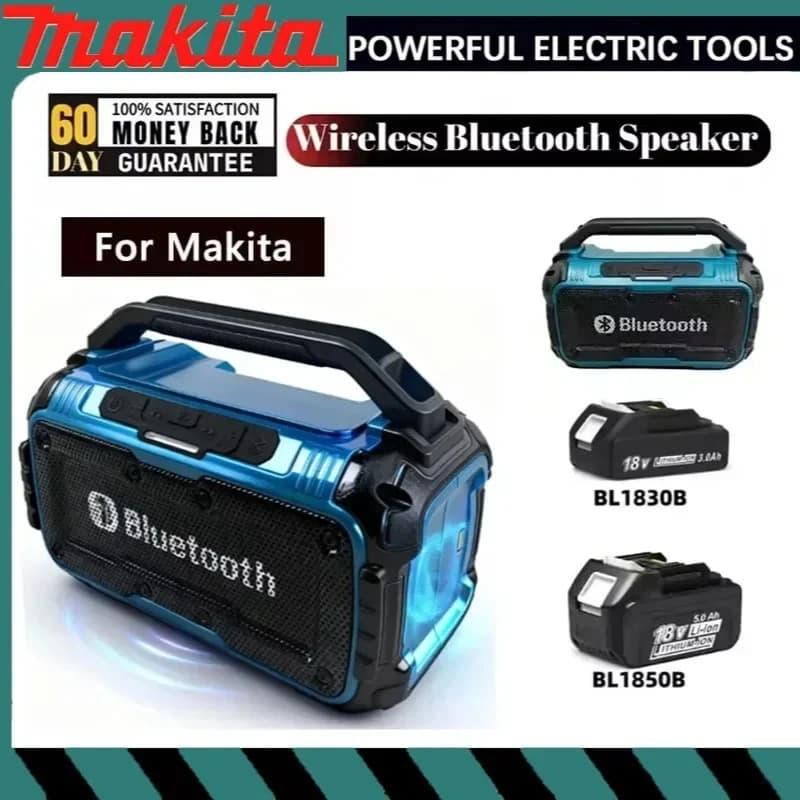 Bluetooth Speaker Portable Makita with Double Channel Subwoofer, Audio Surround 3D for Externals, Compatible with Makita Batteries