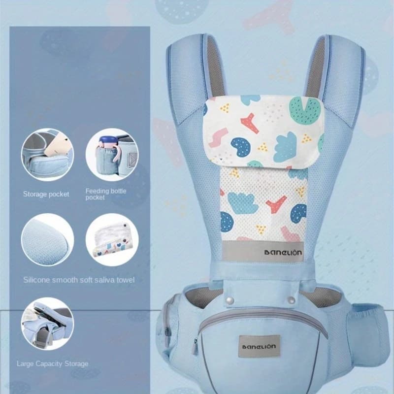 Marsupio Porta Bebè 0-48 Mesi, Ergonomico, Traspirante, Multifunzionale, con Cintura e Supporto per Anca Rimovibile