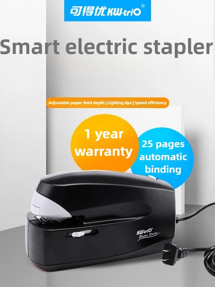 KW-Trio Cucitrice per carichi pesanti Cucitrice elettrica Automatica Smart Sensor Rilegatrice 25 pagine Carta A4 Risparmio di sforzo Cucitrice di cancelleria