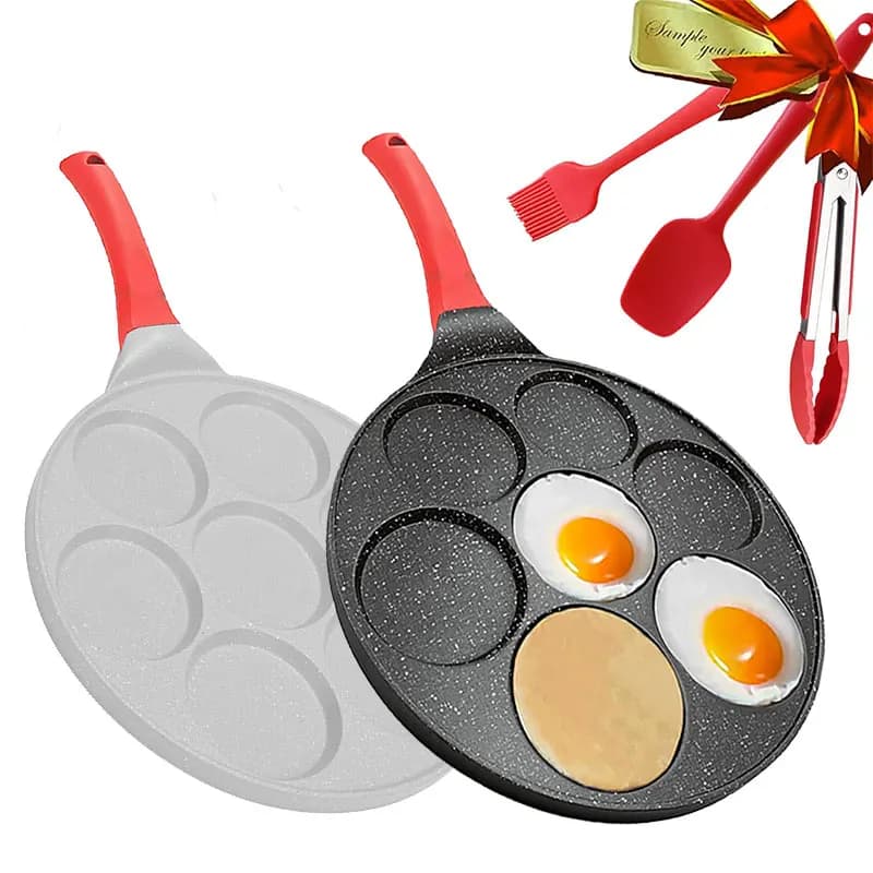 Mini padella per frittata da 7 tazze, padella per colazione, padella antiaderente per pancake, padella per uova, padella, fornello a gas e pentole a induzione
