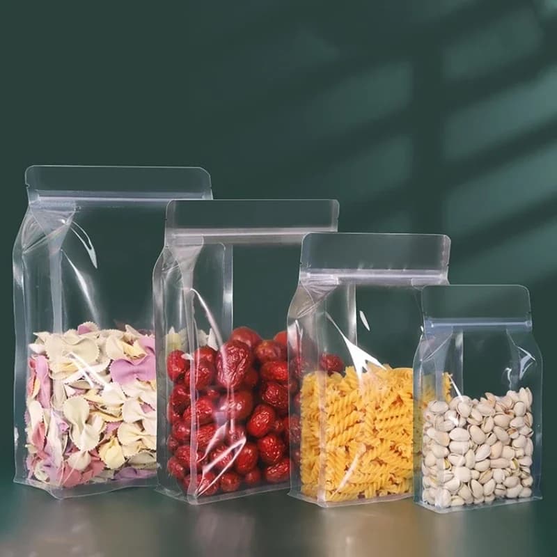 50PcsLot trasparente otto Side Seal Food Package Bag Stand Up Zip Lock regali richiudibili riutilizzabili frutta secca noci snack Candy