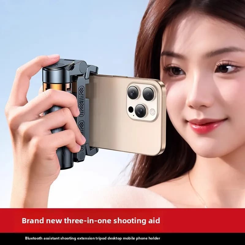 Supporto per telefono portatile universale per selfie stick da viaggio, telecomando Bluetooth integrato multifunzionale per trasmissione in diretta