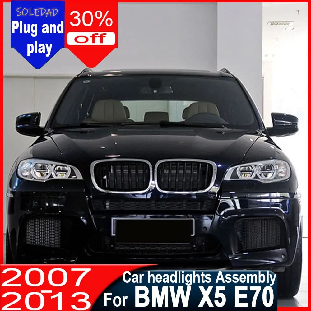 LED Head Lamp for BMW X5 E70 Car LED Headlight 2007-2014 Headlights X5 DRL Turn Signal High Beam Angel Eye Projector Lens