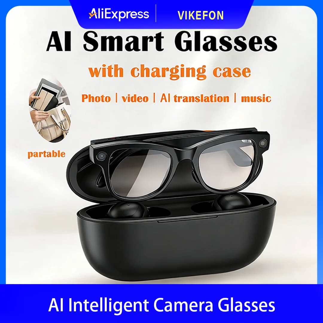 Smart Glasses AI Camera GPT 4K HD Multi-functional lens 3 in 1 Bluetooth call 3600Mah Battery Sunglasses with Voice Control