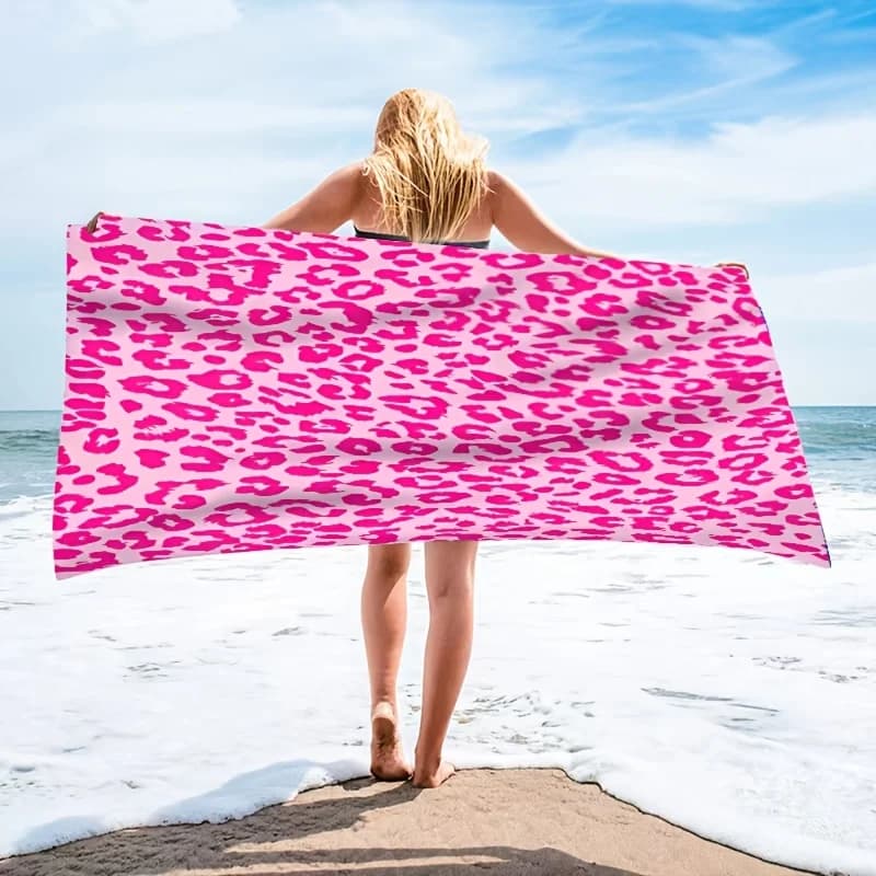 Telo Mare Multiuso con Stampa Leopardata, Adatto per Mare, Piscina, Bagno, Campeggio, Viaggi, Yoga