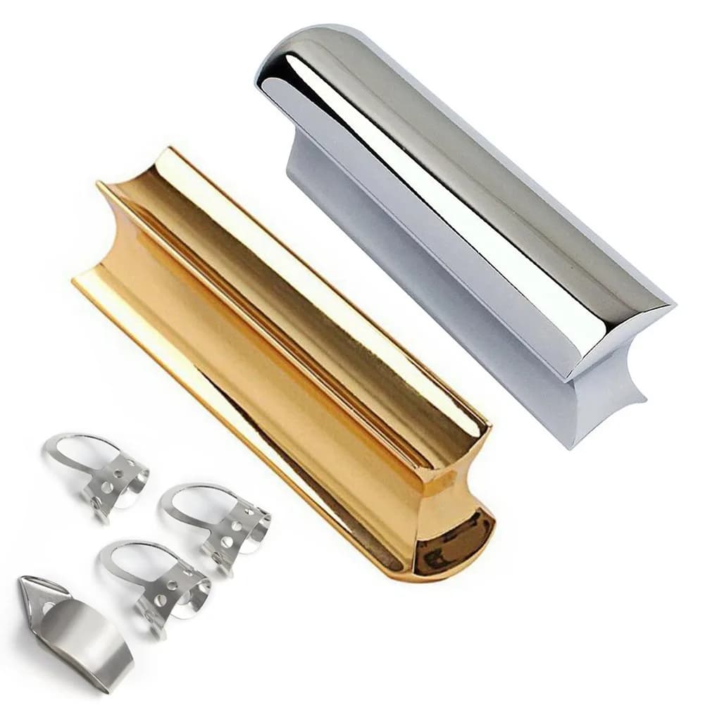Hawaiian Electric Guitar Sound Stick 76mm Round Nose Solid Slider + 4 Index Finger Metal Pick
