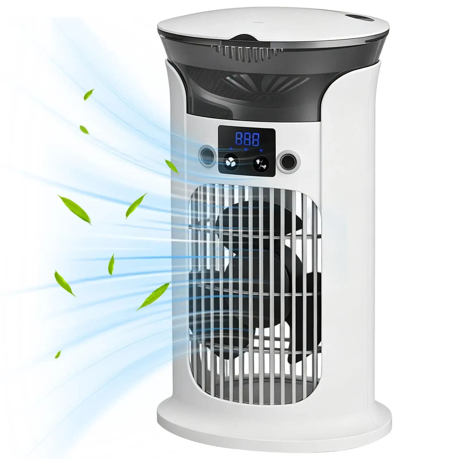 Portable Adjustable Standing Desk Fan with Light for Bedroom Home Living Room Office Kitchen Dorm Camping Travel Outdoor Summer