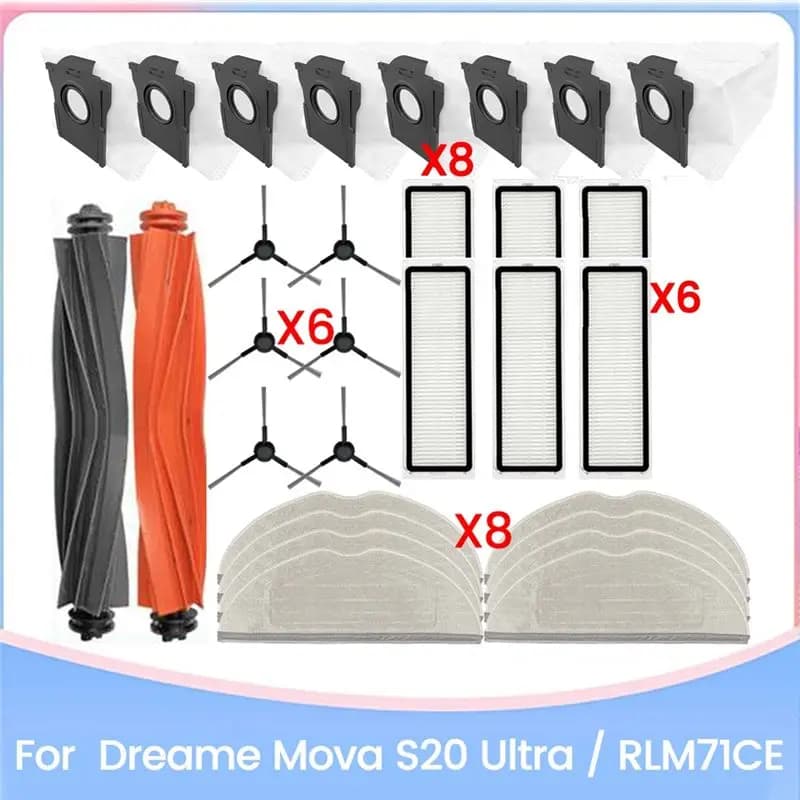【HIGH GRADE】29PCS Brush Filter Dust Bag Mop Cloth Kit For Dreame Mova S20 Ultra/RLM71CE Vacuum Cleaner Replacement Parts