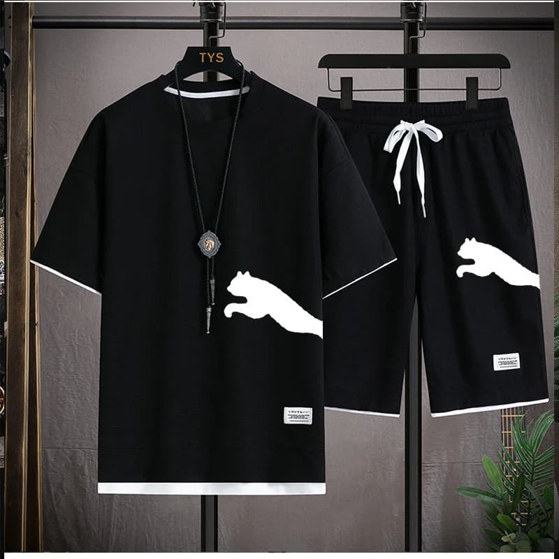 2024New waffle t-shirt a maniche corte tuta sportiva casual da uomo, pantaloncini a mezza manica larghi estivi in due pezzi t-shirt in due pezzi