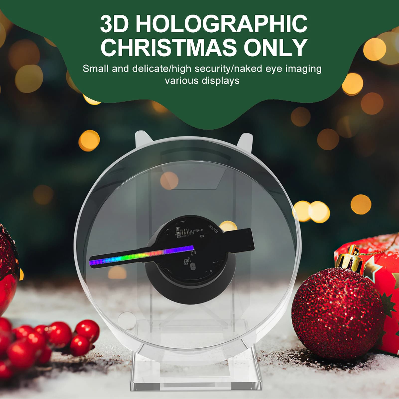 Proiettore ologramma 3D Display pubblicitario Fan Advertisment lettore Video 3D Naked Eye HD LED Photo Video Fan con perline LED luminose