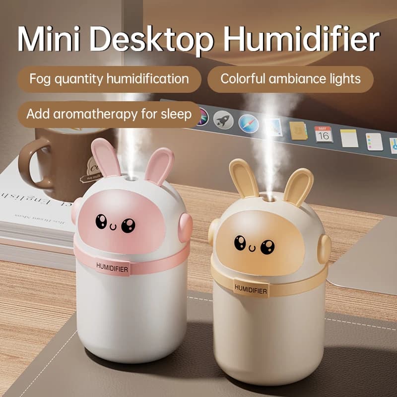 Mars Coniglio Mini Umidificatore 180ML Simpatico Cartone Animato Diffusore di Aroma Oli Essenziali Profumo Luci di Colore per Auto Camera Da Letto Regalo di Casa