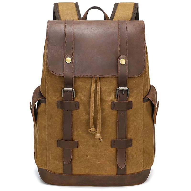 Zaino da uomo Zaini in tela cerata vintage Borsa da scuola per laptop in pelle Zaino impermeabile Zaino da viaggio grande per alpinismo