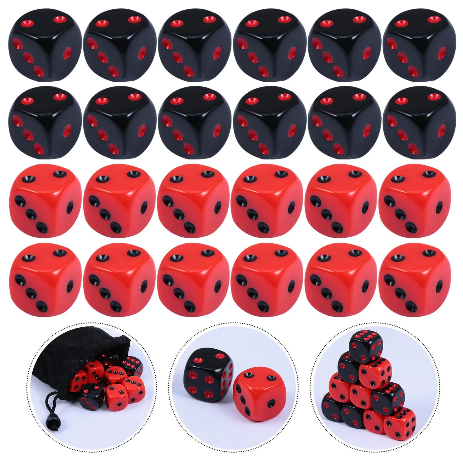 24Pcs Fashion Acrylic Set with Smooth Rounded Corners DIY Customizable for Any Game Craps Backgammon Party Game Dices