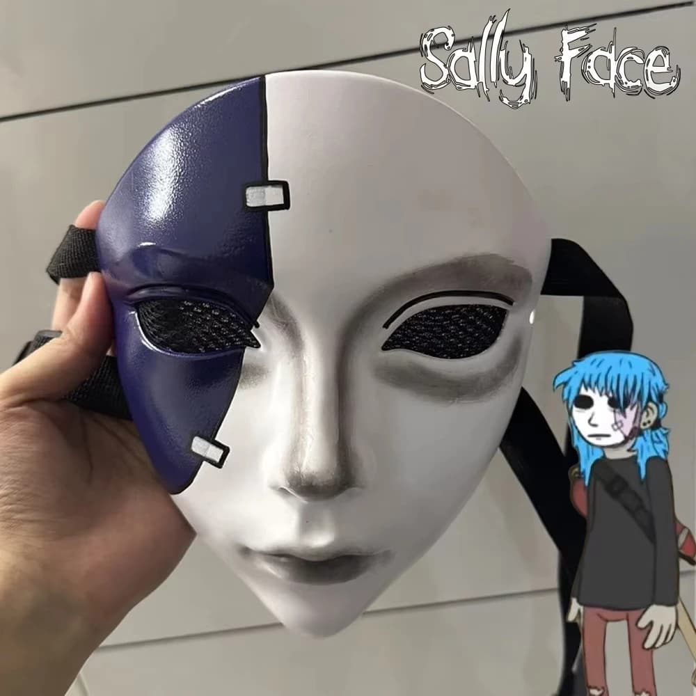 Maschera Cosplay Sally Face per Adulti, Unisex, Maschera Completa del Terror, Accessorio per Costume da Carnevale e Feste